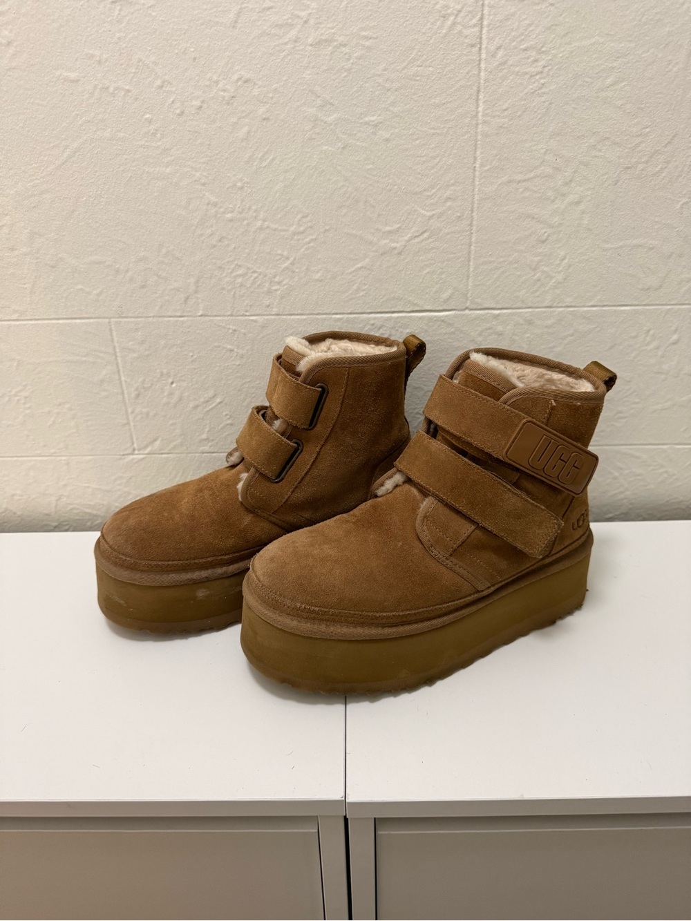 UGG Women’s Chestnut Suede Platform Hook-and-Loop Ankle Boots